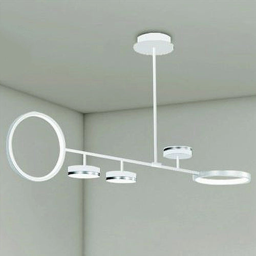 Lampadario A Sospensione Led 37w Con 5 Cerchi Lampada Orizzontale Bianco Luce Naturale 71330