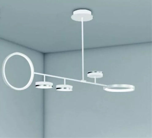 Lampadario A Sospensione Led 37w Con 5 Cerchi Lampada Orizzontale Bianco Luce Fredda 71347