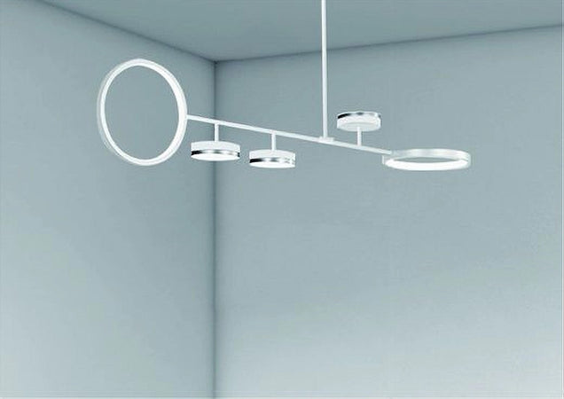 Lampadario A Sospensione Led 37w Con 5 Cerchi Lampada Orizzontale Bianco Luce Fredda 71347