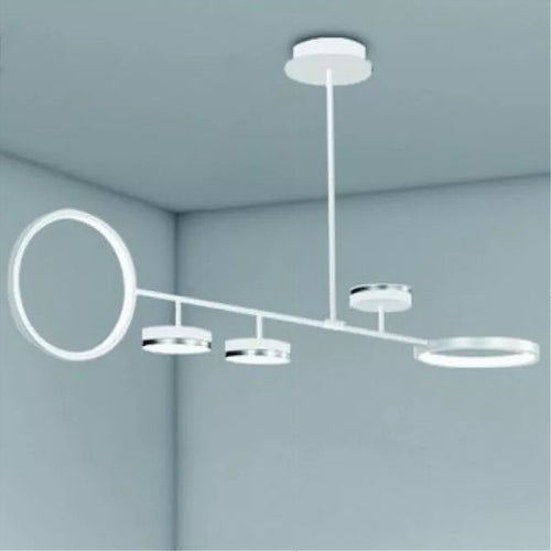 Lampadario A Sospensione Led 37w Con 5 Cerchi Lampada Orizzontale Bianco Luce Fredda 71347