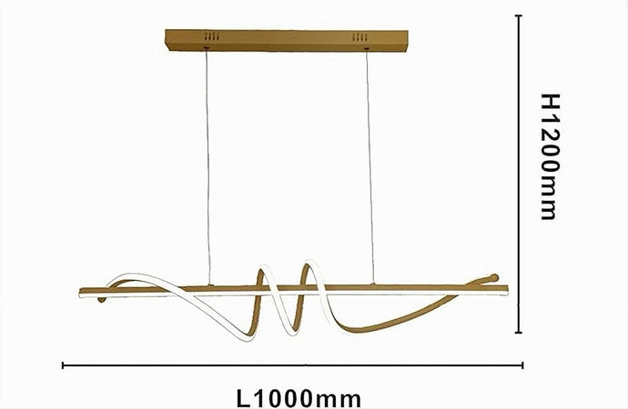 Lampadario A Sospensione Led 65w Oro Spirale Ondulato Luce 6500k Vortice Orizzontale 32453