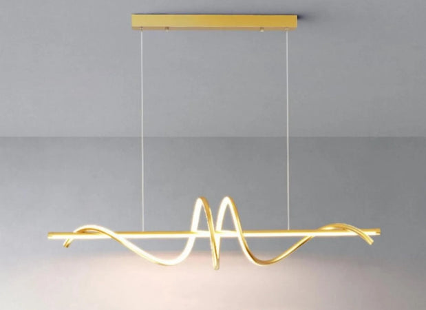 Lampadario A Sospensione Led 65w Oro Spirale Ondulato Luce 6500k Vortice Orizzontale 32453