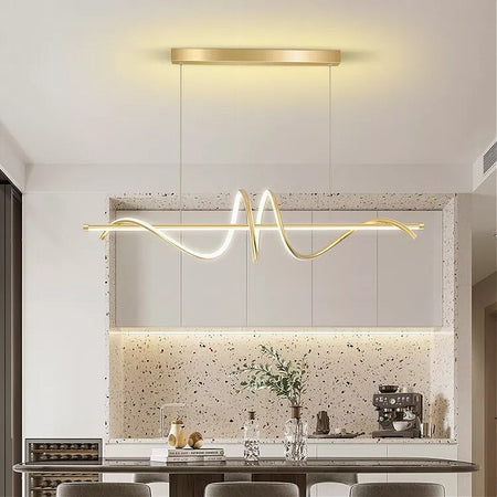 Lampadario A Sospensione Led 65w Oro Spirale Ondulato Luce 4000k Vortice Orizzontale 32446