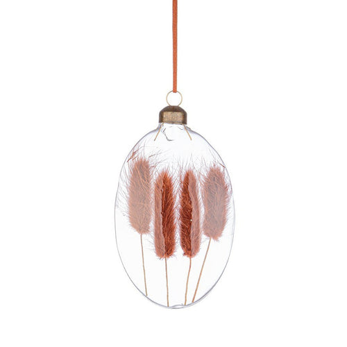 Palline per albero di Natale in vetro trasparente con piume all'interno h 13 cm