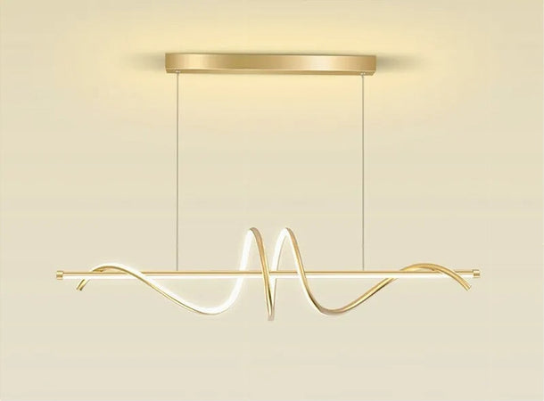 Lampadario A Sospensione Led 65w Oro Spirale Ondulato Luce 4000k Vortice Orizzontale 32446