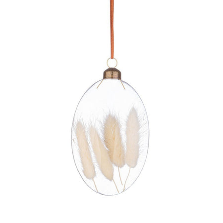 Palline per albero di Natale in vetro trasparente con piume all'interno h 13 cm