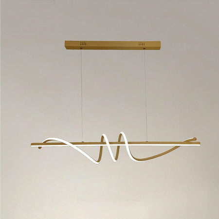 Lampadario A Sospensione Led 65w Oro Spirale Ondulato Luce 4000k Vortice Orizzontale 32446