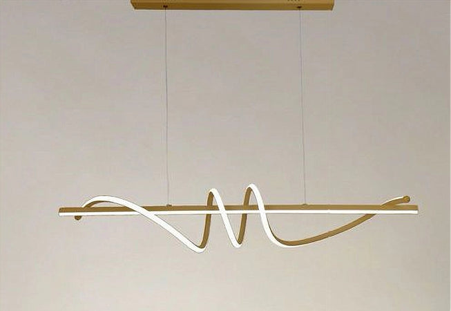 Lampadario A Sospensione Led 65w Oro Spirale Ondulato Luce 4000k Vortice Orizzontale 32446