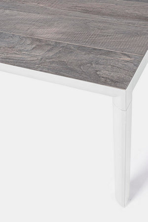 Tavolo rettangolare "Mason" con struttura in alluminio, piano in ceramica