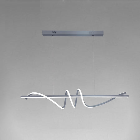 Lampadario A Sospensione Led 65w Argento Spirale Ondulato Luce 6500k Vortice Orizzontale 32477