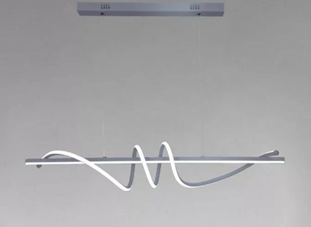 Lampadario A Sospensione Led 65w Argento Spirale Ondulato Luce 6500k Vortice Orizzontale 32477