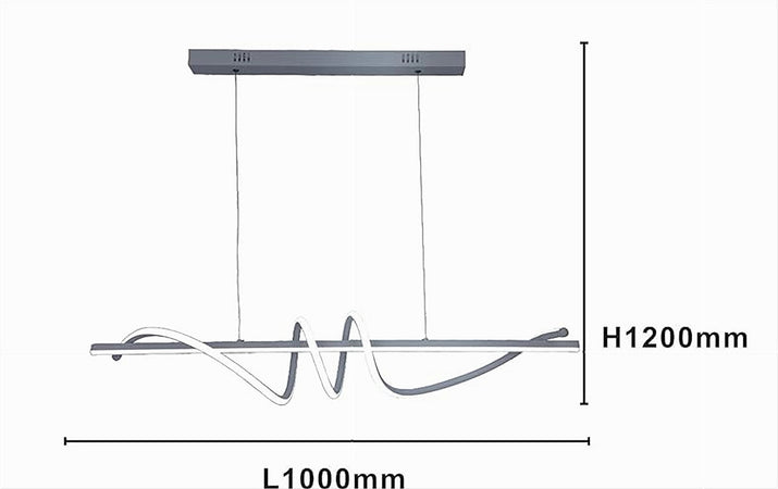 Lampadario A Sospensione Led 65w Argento Spirale Ondulato Luce 4000k Vortice Orizzontale 32460