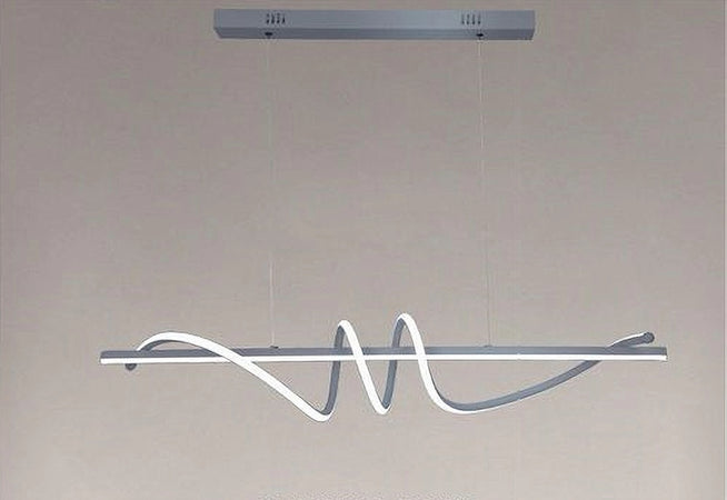 Lampadario A Sospensione Led 65w Argento Spirale Ondulato Luce 4000k Vortice Orizzontale 32460