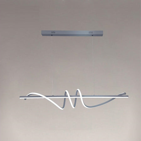 Lampadario A Sospensione Led 65w Argento Spirale Ondulato Luce 4000k Vortice Orizzontale 32460