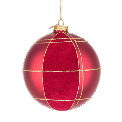 Palline natalizie per albero di natale in vetro colore rosso da 10 cm per decorazioni 4 pezzi