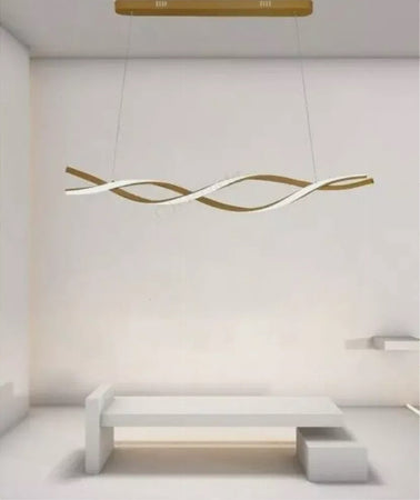 Lampadario Led A Sospensione 48w Oro Spirale Ondulato Vortice Intrecciato Luce 4000k 32507