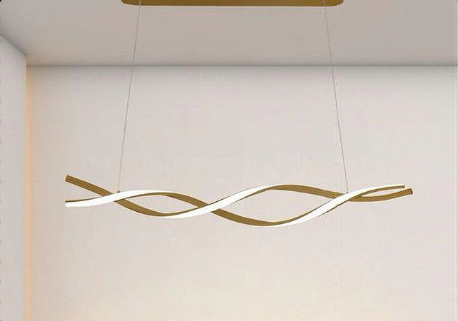 Lampadario Led A Sospensione 48w Oro Spirale Ondulato Vortice Intrecciato Luce 4000k 32507