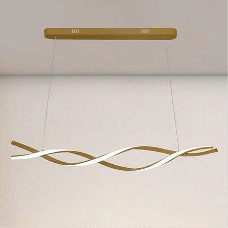 Lampadario Led A Sospensione 48w Oro Spirale Ondulato Vortice Intrecciato Luce 4000k 32507