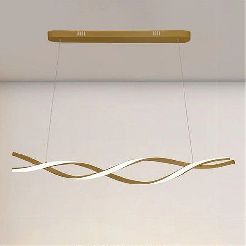 Lampadario Led A Sospensione 48w Oro Spirale Ondulato Vortice Intrecciato Luce 4000k 32507