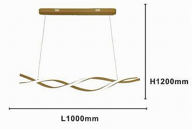 Lampadario Led A Sospensione 48w Oro Spirale Ondulato Vortice Intrecciato Luce 6500k 32514