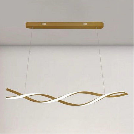 Lampadario Led A Sospensione 48w Oro Spirale Ondulato Vortice Intrecciato Luce 6500k 32514