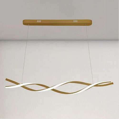 Lampadario Led A Sospensione 48w Oro Spirale Ondulato Vortice Intrecciato Luce 6500k 32514