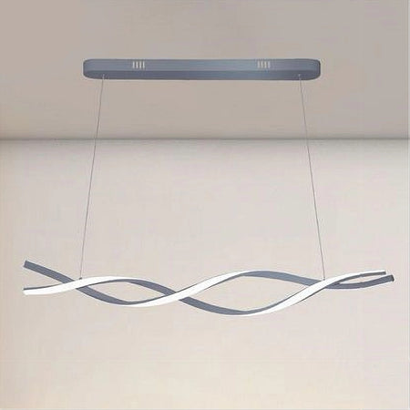 LAMPADARIO LED SOSPENSIONE 48W ARGENTO SPIRALE ONDULATO VORTICE INTRECCIATO LUCE 4000K 32521