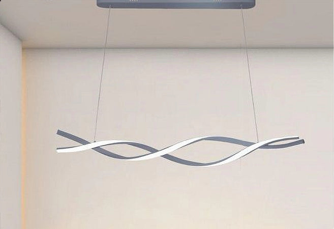 LAMPADARIO LED SOSPENSIONE 48W ARGENTO SPIRALE ONDULATO VORTICE INTRECCIATO LUCE 4000K 32521