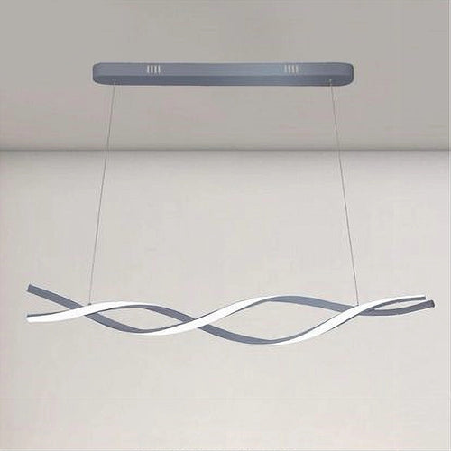 Lampadario Led Sospensione 48w Argento Spirale Ondulato Vortice Intrecciato Luce 4000k 32521