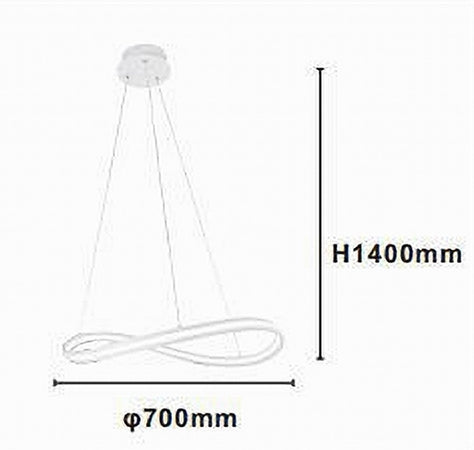 LAMPADARIO LED MODERNO A FIOCCO 100W LAMPADA A SOSPENSIONE LUCE 6500K 70CM BIANCO 33382