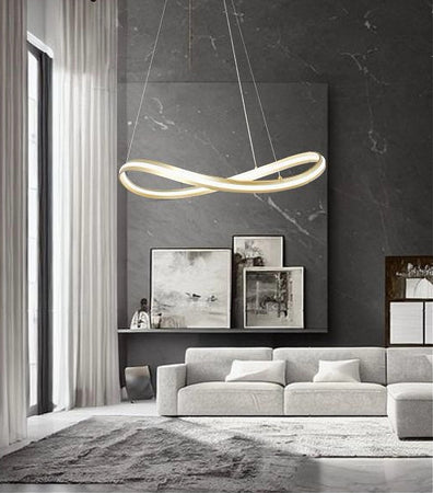 Lampadario Led Moderno A Fiocco 100w Lampada A Sospensione Luce 4000k 70cm Oro 33412