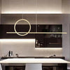 Lampadario A Sospensione Led 48w Design Cerchio Linea Oro Ip20 Cucina Luce 6500k 33566