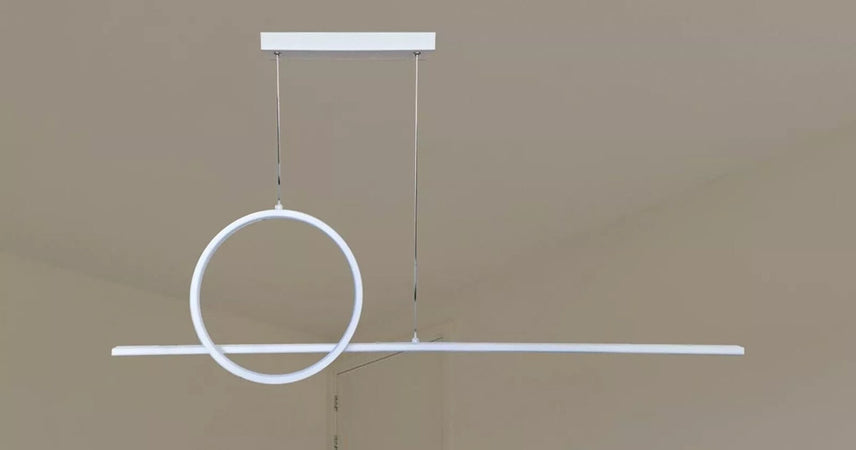 Lampadario A Sospensione Led 48w Design Cerchio Linea Bianca Ip20 Luce 6500k 33580