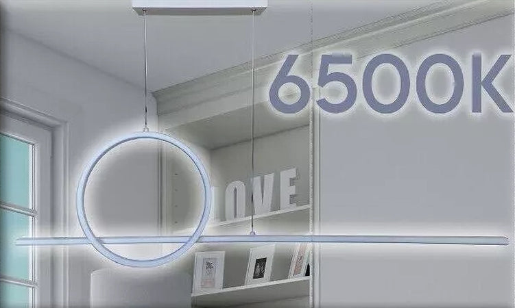 Lampadario A Sospensione Led 48w Design Cerchio Linea Bianca Ip20 Luce 6500k 33580