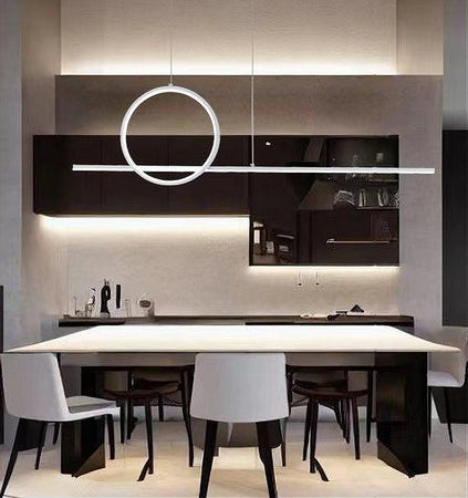 Lampadario A Sospensione Led 48w Design Cerchio Linea Bianca Ip20 Luce 6500k 33580