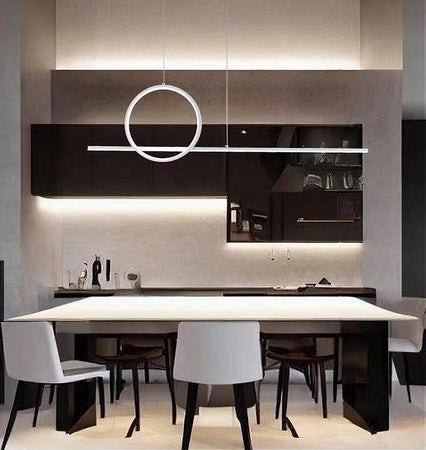 Lampadario A Sospensione Led 48w Design Cerchio Linea Moderno Bianco Ip20 Lampada 01189