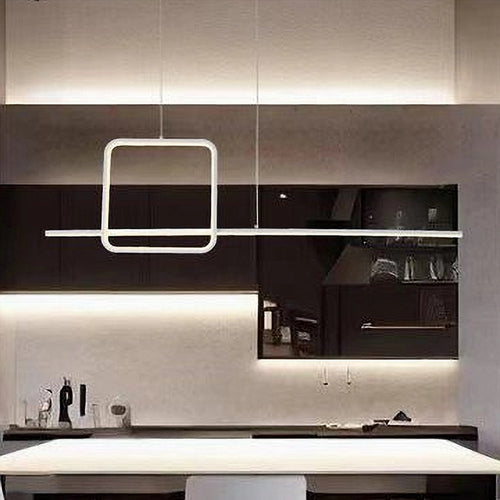 Lampadario A Sospensione Led 48w Design Quadrato Linea Moderno Bianco Ip20 Lampada 01172