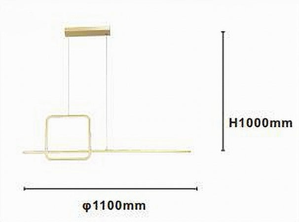 Lampadario A Sospensione Led 48w Design Quadrato Linea Oro Ip20 Cucina Luce 4000k 33535