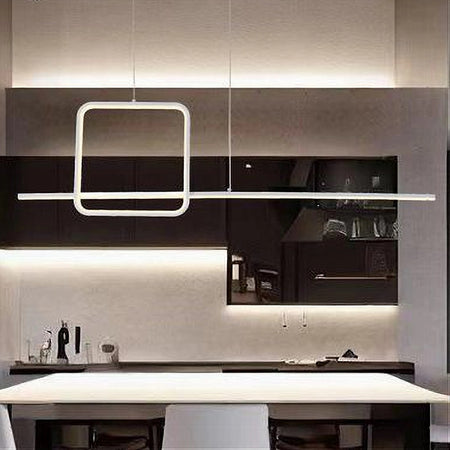 Lampadario A Sospensione Led 48w Design Quadrato Linea Bianco Ip20 Luce 4000k 33559