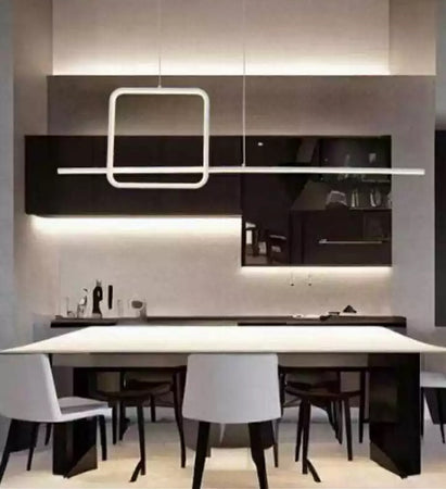 Lampadario A Sospensione Led 48w Design Quadrato Linea Bianco Ip20 Luce 6500k 33542