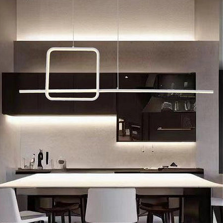 Lampadario A Sospensione Led 48w Design Quadrato Linea Bianco Ip20 Luce 6500k 33542