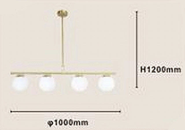 Lampadario A Sospensione Oro Con 4 Sfere Bolle Bianche In Vetro Attacco G9 33917
