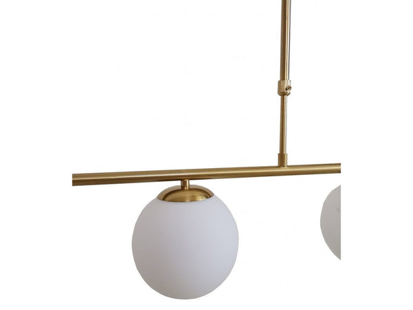 Lampadario A Sospensione Oro Con 4 Sfere Bolle Bianche In Vetro Attacco G9 33917