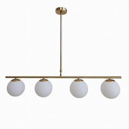 Lampadario A Sospensione Oro Con 4 Sfere Bolle Bianche In Vetro Attacco G9 33917
