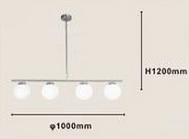 Lampadario A Sospensione Argento Con 4 Sfere Bolle Bianche In Vetro Attacco G9 33924