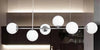 Lampadario A Sospensione Argento Con 6 Sfere Bolle Bianche In Vetro Attacco G9 33733