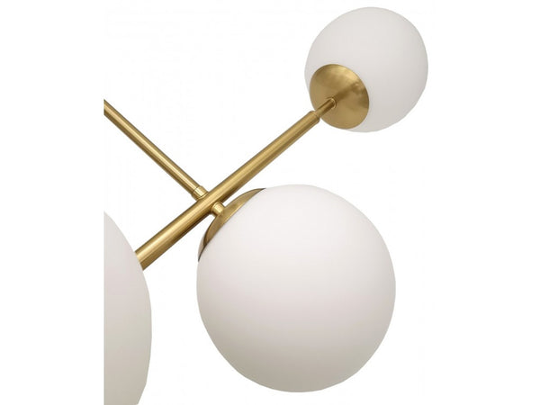 Lampadario A Sospensione Oro Con 6 Sfere Bolle Bianche In Vetro Attacco G9 33726