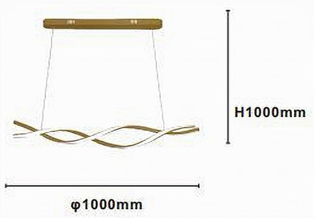 Lampadario A Sospensione Luce 3000k-6500k Led 48w Oro Spirale Vortice Orizzontale 01110