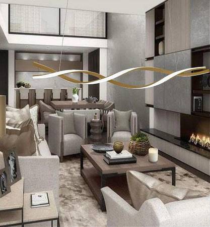 Lampadario A Sospensione Luce 3000k-6500k Led 48w Oro Spirale Vortice Orizzontale 01110