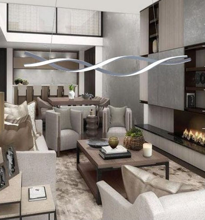 Lampadario Sospensione Luce 3000k-6500k Led 48w Argento Spirale Vortice Orizzontale 01127